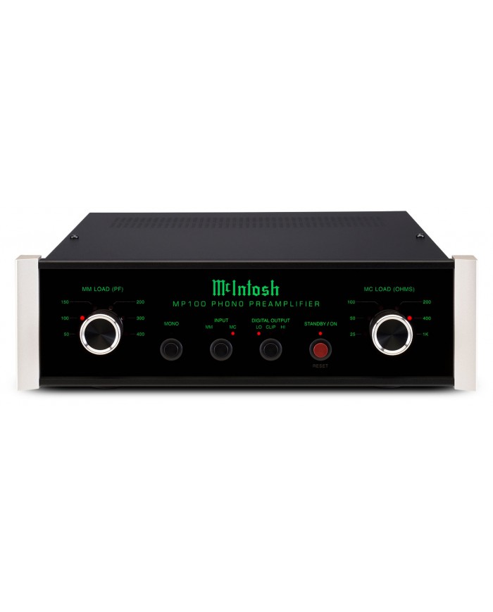 McIntosh MP100 Siyah Fon Preamplifikatörü Ön Panel Görünümü