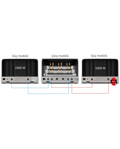 McIntosh MC2.1KW Mono Güç Amplifikatörü bağlantı şeması, 1000W güç modülleri.