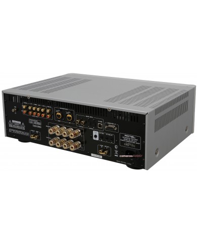 Rotel RA-1570 Entegre Amplifikatör arka bağlantı portları, gümüş kasa.