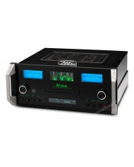 McIntosh MCD12000 S/SACD CD Player siyah, tüplü, mavi göstergeli.