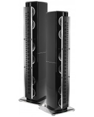 McIntosh XRT1.1K siyah parlak hoparlör çifti, çoklu sürücülü tasarım.