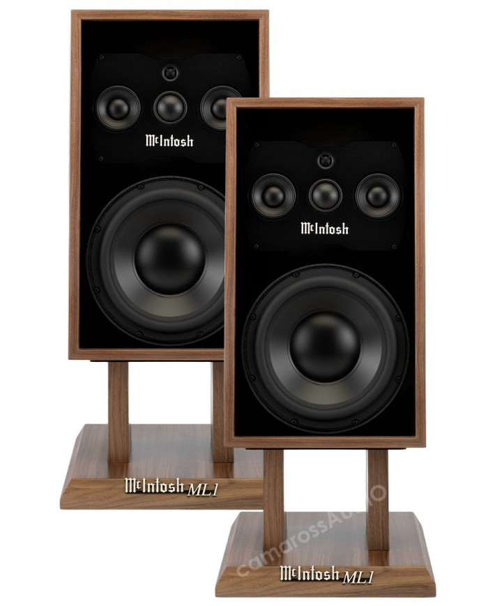 McIntosh ML1 Mk II hoparlör, ahşap standlı, vintage retro hi-fi ses sistemi.