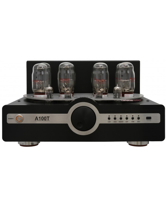 Synthesis A100T Titan siyah entegre lambalı amfi, lüks ses ekipmanı.