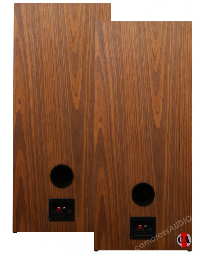JBL L80T hoparlör arkası, ahşap kaplama, bas refleks portu ve terminaller.