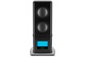 Siyah McIntosh PS1K Powered Subwoofer, mavi VU metreli, yüksek performanslı bas hoparlörü.