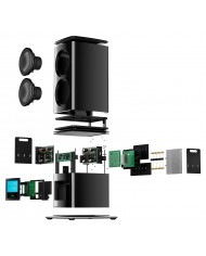 McIntosh PS1K Subwoofer iç bileşenleri patlatılmış görünüm, siyah kasa