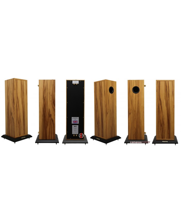 Stirling AB-2 Bass Extenders for LS3/5a, ahşap kaplama hoparlör arka görünüm.