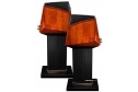 Sonus Faber Ex3ma hoparlör, ahşap gövde, siyah stand.