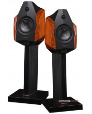 Sonus faber Ex3ma hoparlör, ahşap yan panel ve siyah stand.