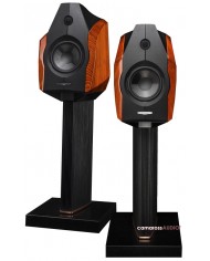 Sonus Faber Ex3ma hoparlör, ahşap ve siyah renkli şık standlı.