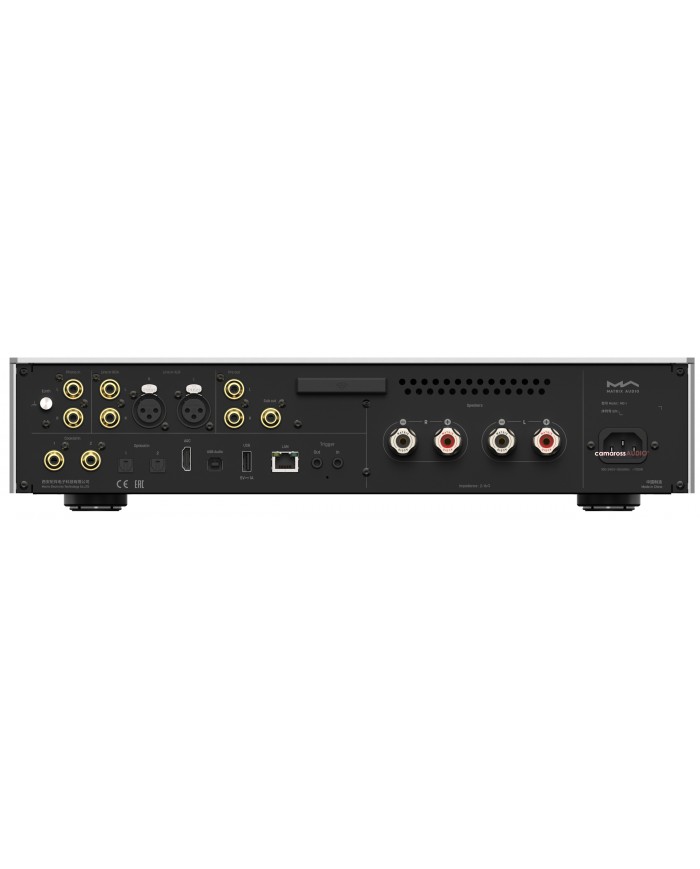 Matrix Audio MD-1 Streamer Amplifier arka portları, RCA, XLR ve hoparlör çıkışları