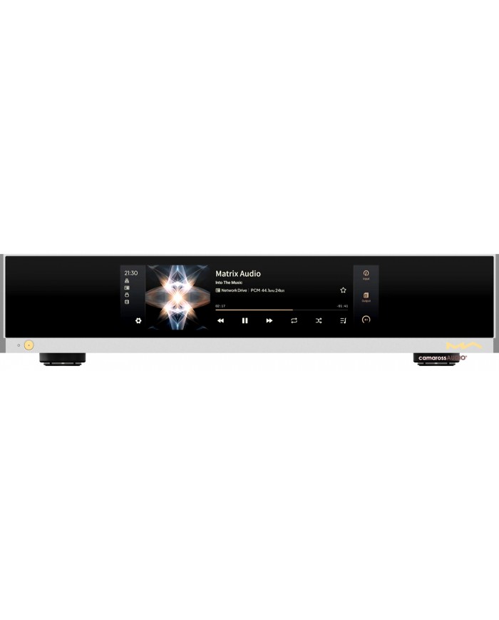 Matrix Audio MD-1 Streamer & Amplifier gümüş renkli, ekranlı Hi-Fi cihazı