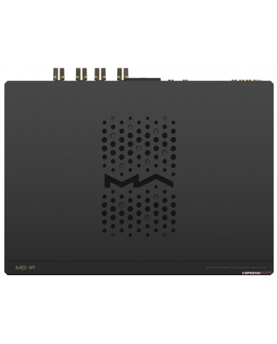 Siyah Matrix Audio MD-1P Streamer & Amplifier arka portları ve havalandırma ızgarası.