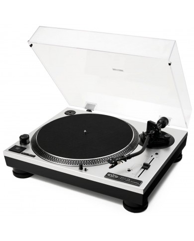 Vestlyd PRO T1 DD Turntable gümüş renkli, şeffaf kapaklı profesyonel pikap.