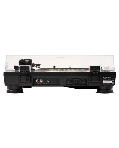 Vestlyd PRO T2 Direct Drive Turntable siyah arka bağlantı noktaları ve kapak.