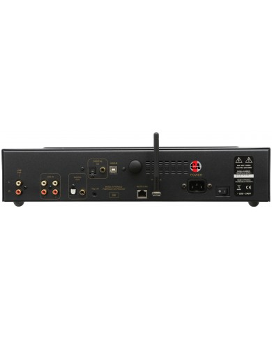 Atoll ST-200 Preamp arka bağlantı paneli, siyah, dijital/analog giriş çıkışlar.