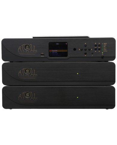Atoll ST-200 Preamp ve AM-200 Power Amp siyah stereo set.