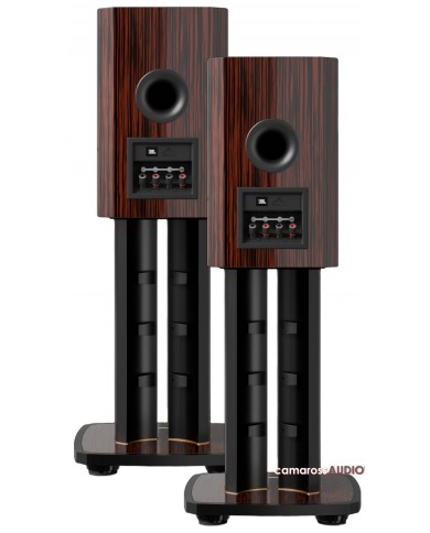 JBL Summit AMA hoparlör arkası, ahşap kaplama, bas refleks portu ve terminalleri.