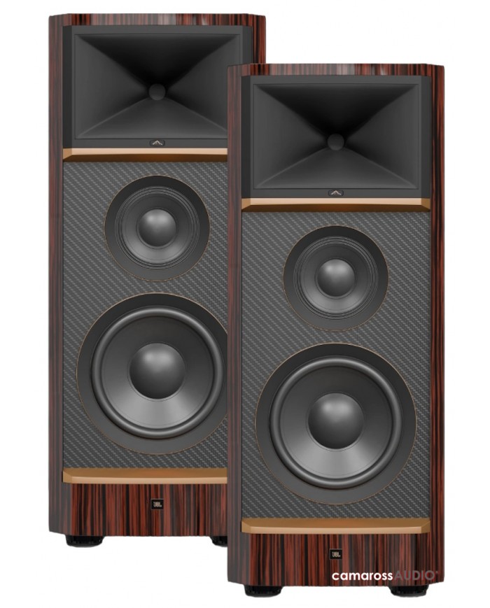 JBL Summit Makalu hoparlör, ahşap kaplama, karbon fiber ön panel, 3 yollu sistem.