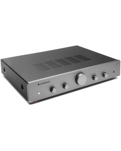 Cambridge Audio AXA25 Entegre Amplifikatör gri renkli, kompakt Hi-Fi ses ekipmanı.
