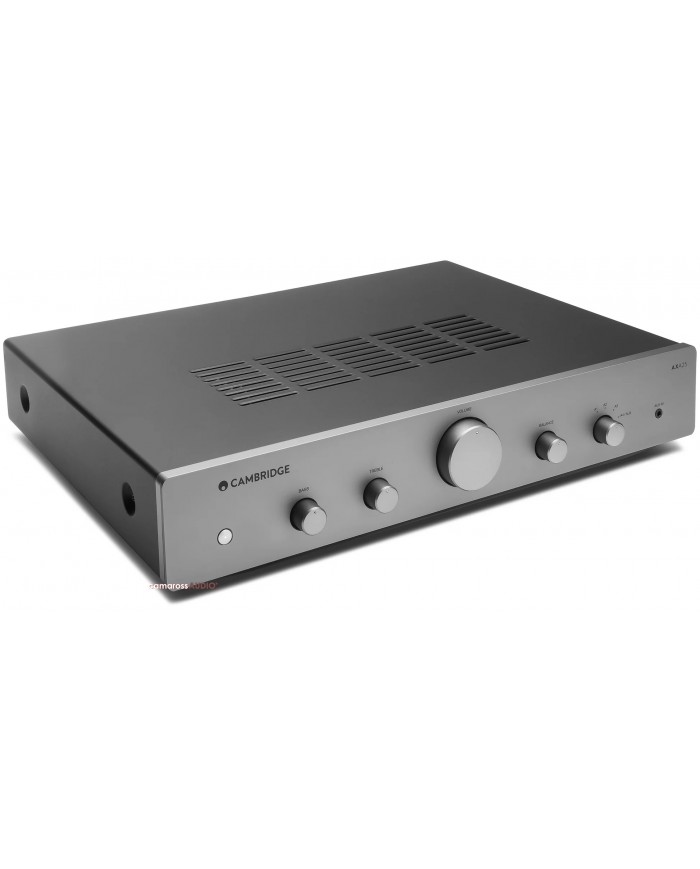 Cambridge Audio AXA25 Entegre Amplifikatör gri renkli, kompakt Hi-Fi ses ekipmanı.