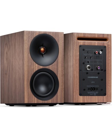 Cambridge Audio L/R S hoparlör, ceviz kaplama, kompakt bookshelf hoparlörler.
