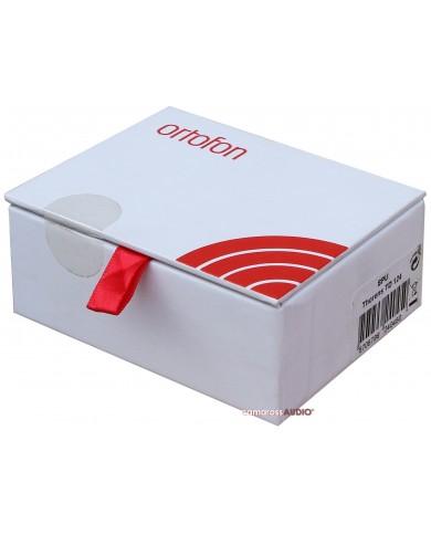 Ortofon SPU Thorens TD 124 iğne kutusu, beyaz ve kırmızı tasarım, kırmızı kurdeleli.