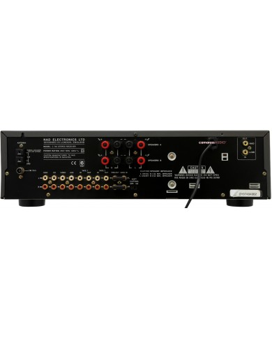 NAD C740 Stereo Receiver arka bağlantı noktaları, hoparlör terminalleri.