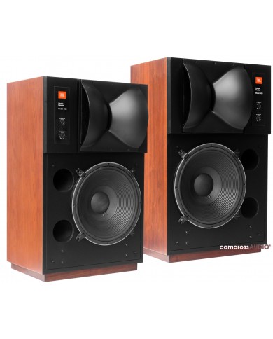 JBL 4430 Studio Monitor hoparlör, ahşap kaplama, siyah ön panel.
