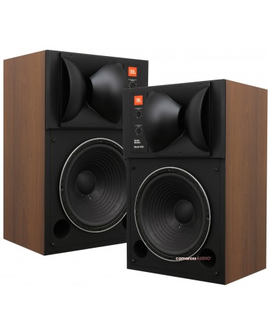 JBL 4425 stüdyo monitör hoparlör, ahşap kaplama, siyah.