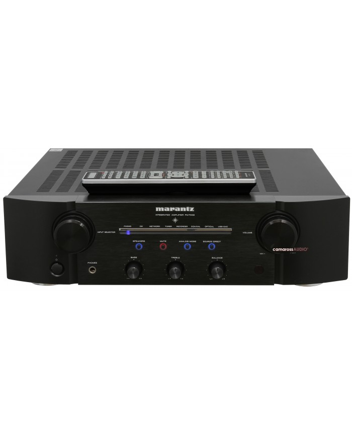 Marantz PM 7005 siyah entegre amplifikatör, uzaktan kumandalı, ses sistemleri için ideal.