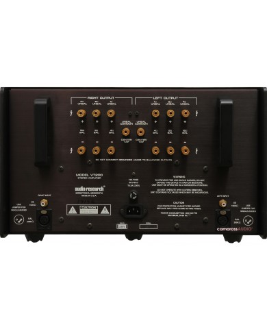 Audio Research VT200 Stereo Amplifier arka bağlantı terminalleri, siyah.