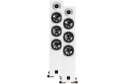 Quadral Signum 70 beyaz hoparlör çifti, metal konili woofer ve tweeter.