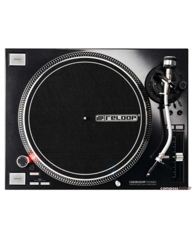 Siyah Reloop RP-7000 MK2 profesyonel DJ plak çalar üstten görünüm