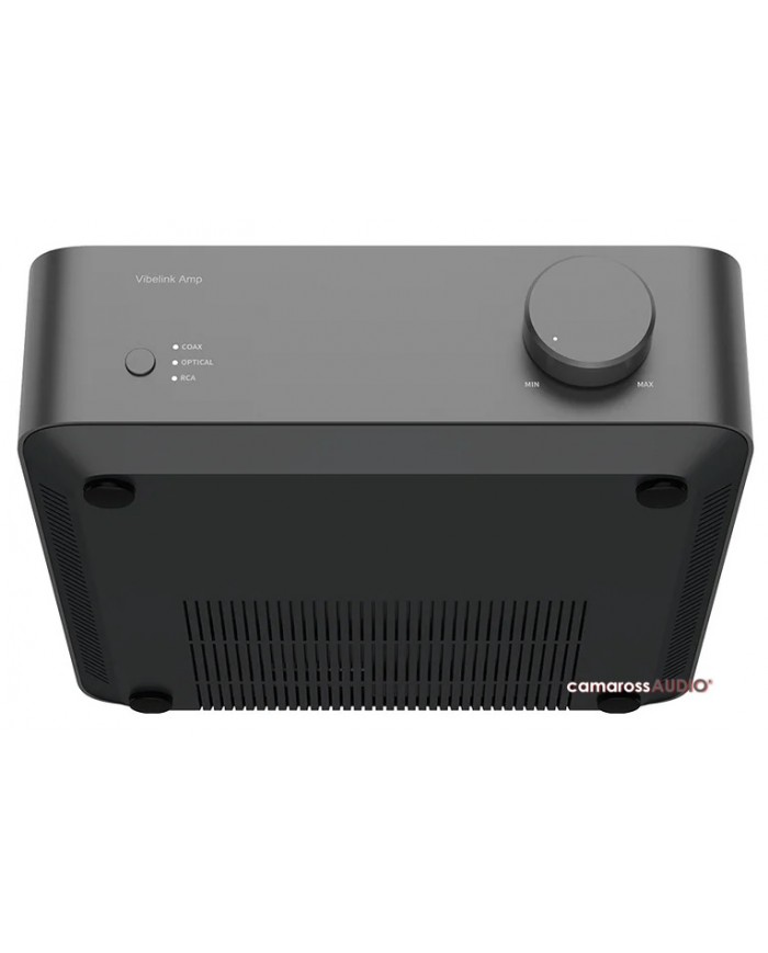 WiiM Vibelink Amp Entegre Amplifikatör, siyah, Coax/Optical/RCA girişli.
