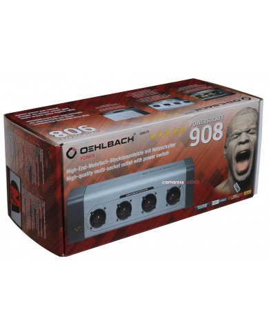OEHLBACH Powersocket 908: 4 soketli, anahtarlı, gümüş renkli, yüksek kaliteli priz