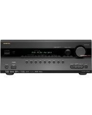 Onkyo TX-SR607 AV alıcı, siyah, ön panel detayları ve HDMI girişi.