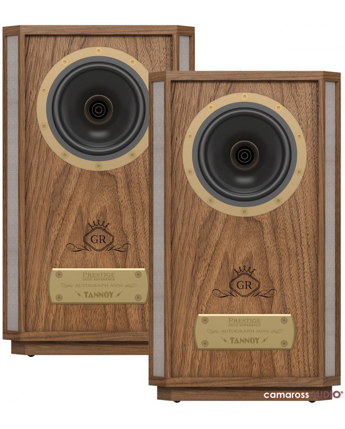 Tannoy AUTOGRAPH MINI-OW ahşap kaplama hoparlör çifti, altın detaylı.