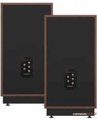 Tannoy Cheviot hoparlör çifti, ahşap çerçeveli siyah arka panel.
