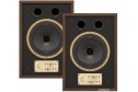 Tannoy EATON hoparlör, ahşap çerçeveli, retro tasarımlı, siyah ön panelli hi-fi ses sistemi.