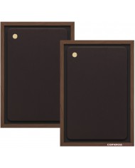 Tannoy EATON kahverengi deri kaplı hoparlör panelleri, ahşap çerçeveli.