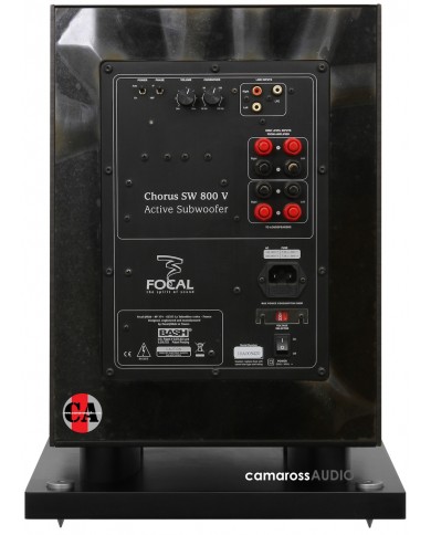 Focal Chorus SW 800 V Aktif Subwoofer arka bağlantı paneli ve ayarları.