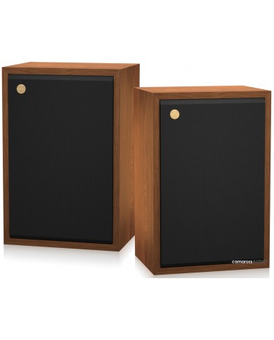 Tannoy SGM 10 ahşap kabinli vintage hi-fi hoparlör çifti, siyah ızgaralı.