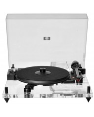 Pro-ject Perspective şeffaf pikap, siyah mat tablası ile modern görünüm.