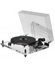 Pro-ject Perspective şeffaf pikap, siyah mat plak örtüsü ve toz kapağı.
