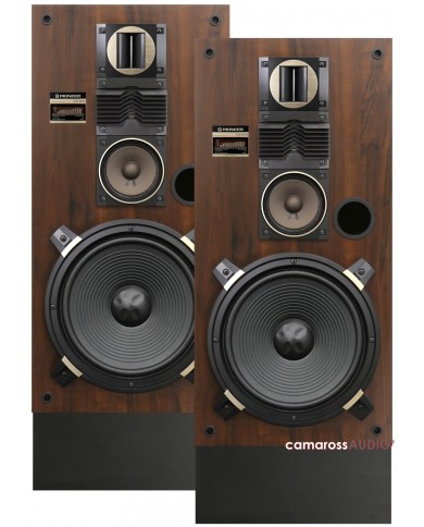 Pioneer CS-979 vintage hoparlör kahverengi ahşap kaplama set görselleri.