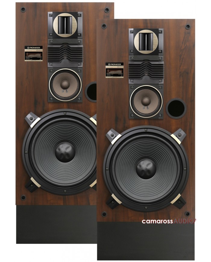 Pioneer CS-979 vintage hoparlör kahverengi ahşap kaplama set görselleri.