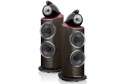 Bowers & Wilkins 801 Abbey Road Limited hoparlör, koyu ahşap ve kırmızı detaylı.