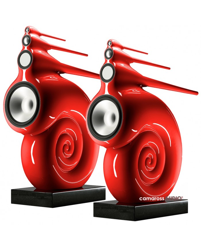 Parlak Kırmızı Bowers & Wilkins Nautilus Hoparlörler, Lüks Ses Sistemi