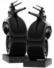 Bowers & Wilkins Nautilus hoparlör siyah parlak, sıra dışı tasarım.